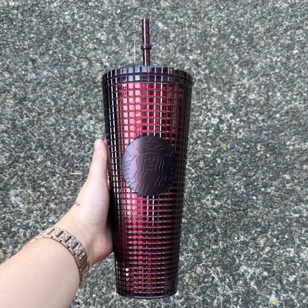 Starbucks Burgundy Textured Tumbler with Straw (3 for $45)